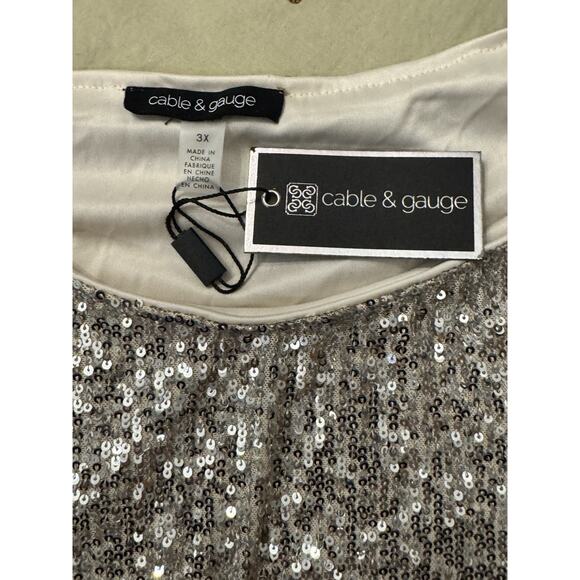 Cable & Gauge Sequin Special Occasion Blouse Top Shirt Sz 3X plus Christmas NYE - Picture 8 of 11